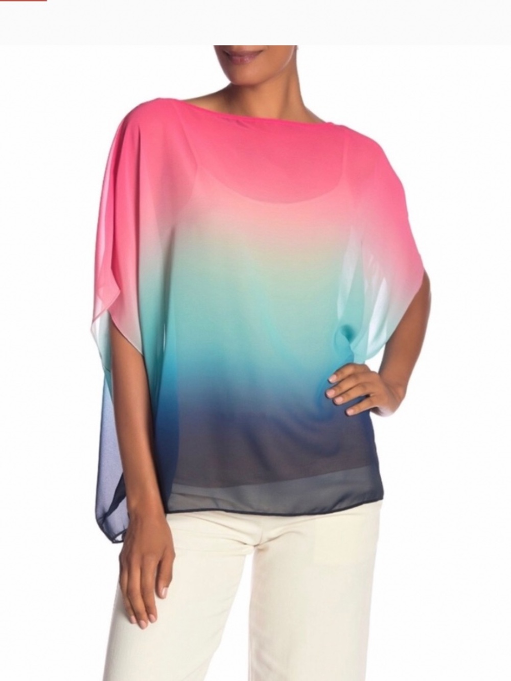NWT Trina Turk Rainbow Ombré caftan tunic top M L